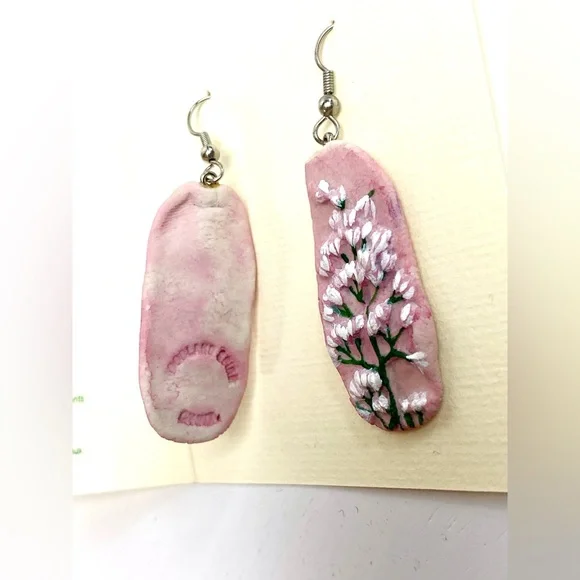 Woodland Spirit ceramic dangle earrings - Picture 2 of 6